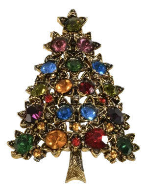 Vintage Pakula Christmas Tree Pin Multicolor Rhinestones