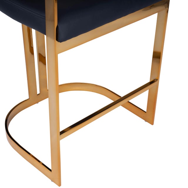 Clarence Faux Leather 25" Counter Stool, Gold For Sale In Chicago - Image 6 of 7