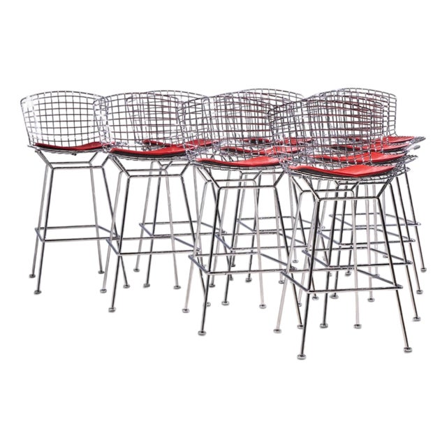 Harry Bertoia for Knoll Mid Century Chrome Bar Stools - Set of 10 For Sale