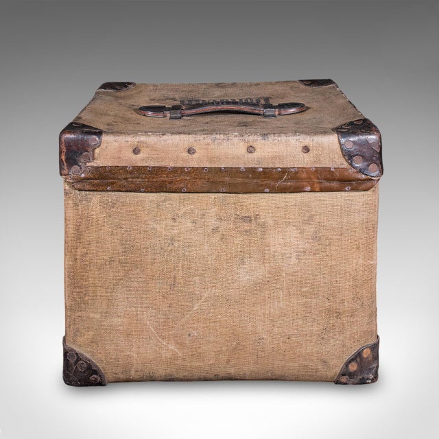 1900 - 1909 Antique Travel Trunk, English Canvas Case, Military Sporting Interest, Edwardian For Sale - Image 5 of 12