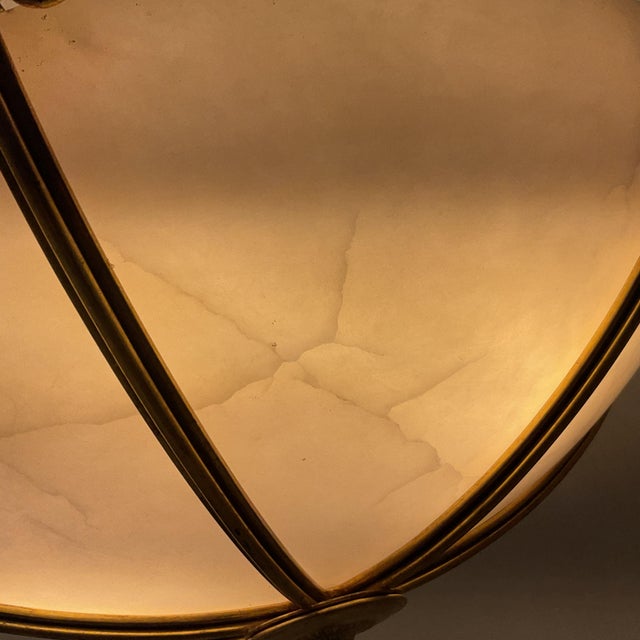 Elegant Neoclassical Natural Alabaster & Gold Leaf Pendant For Sale - Image 12 of 12