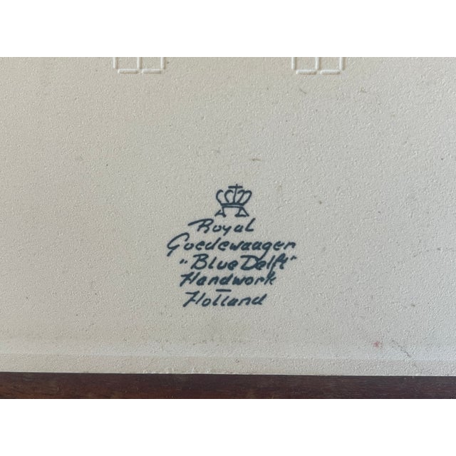 Delft Vintage Holland Delft “Biltmore Estate" White/Blue Estate Graphic-5.75” Ceramic Trivet For Sale - Image 4 of 6