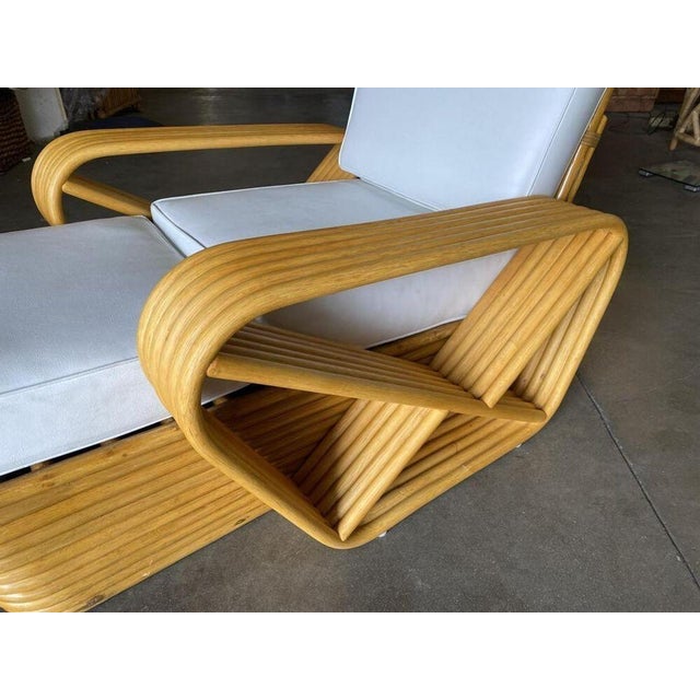 1950s Restored Six-Strand Square Pretzel Rattan Chaise Lounge Chair For Sale - Image 10 of 12