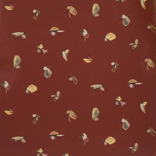 Schumacher Fly Fishing Wallpaper In Russet For Sale