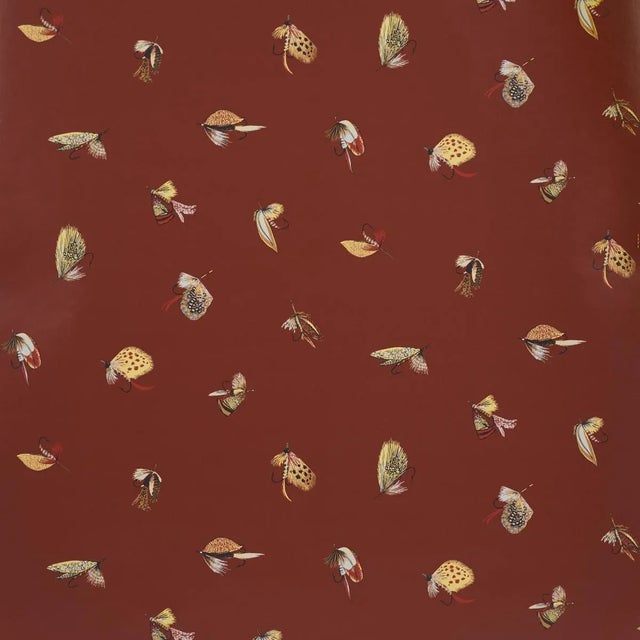 Schumacher Fly Fishing Wallpaper In Russet For Sale