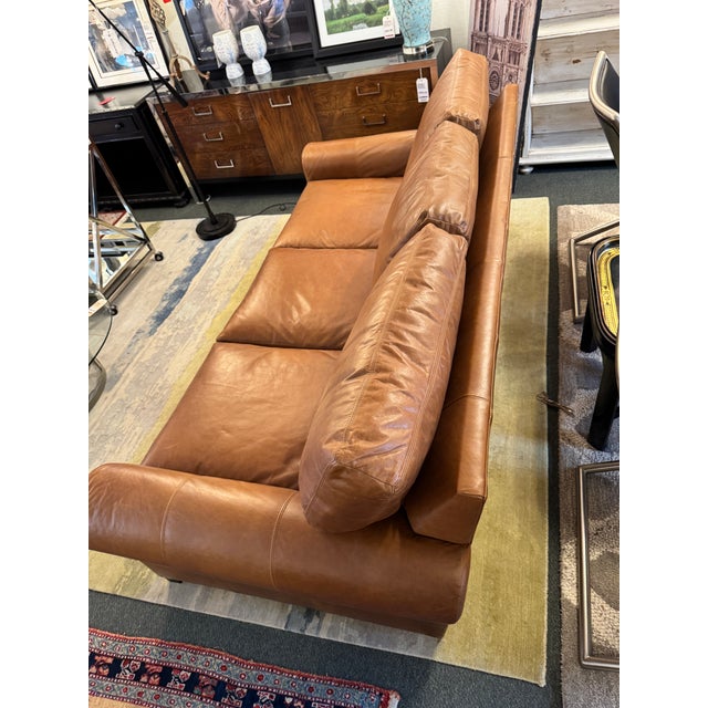 Pottery Barn Pottery Barn Turner Roll Arm Leather Sofa, Caramel For Sale - Image 4 of 12