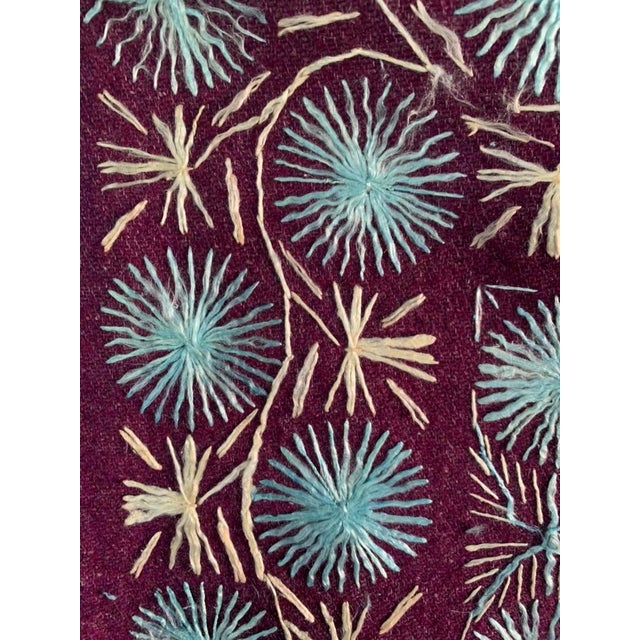 Vintage Indian Embroidered Wool Textile Wall Art – 32” X 31” For Sale - Image 13 of 13