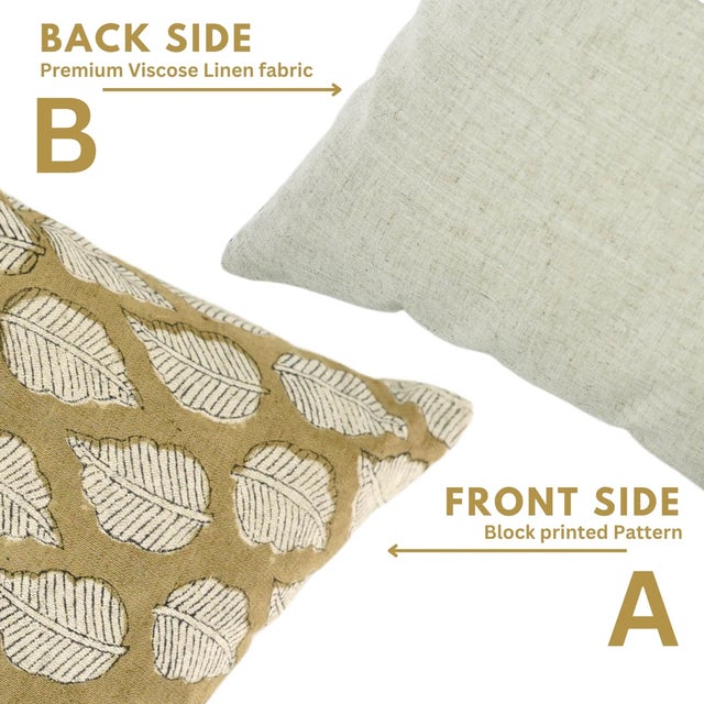 Fabdivine Handcrafted Block Print Cushion Cover 12x20 Inch Viscose Linen-Panchi For Sale - Image 4 of 5