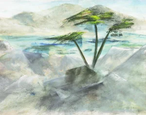 'Cypress on the Bay' by Jan Moss, California Woman Artist, Aptos