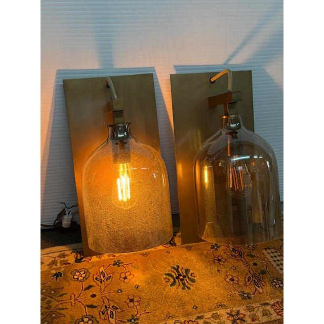 Metal Brass Plate + Mercury Glass Wall Sconces, Pair For Sale - Image 7 of 12