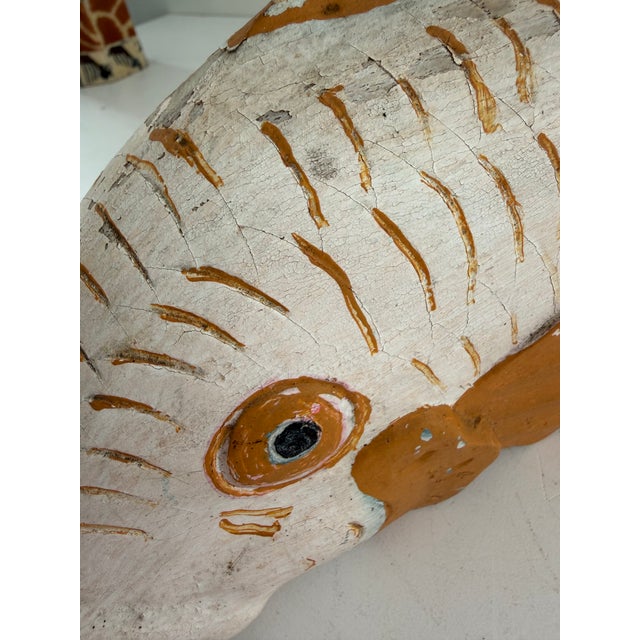 Vintage Folk Art Carved Wooden Fish For Sale - Image 9 of 11