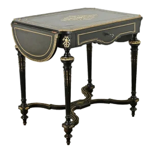 French 19th Century Louis XVI Style Ebonized Drop Leaf Desk