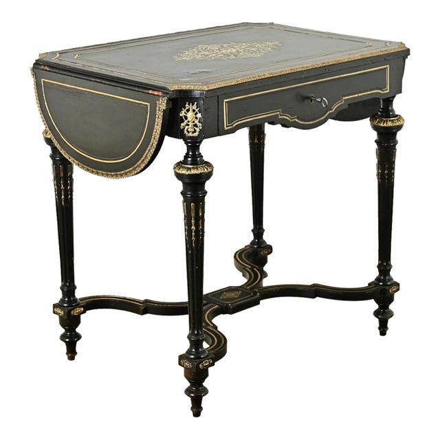 Louis XVI Style Ebonized Drop Leaf Desk For Sale