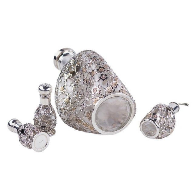 Metal Liqueur Set with Pierced Sterling Silver Overlay, Set of 14 For Sale - Image 7 of 12