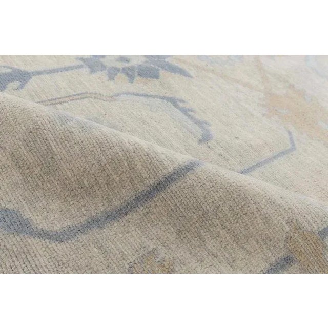 Modern Handknotted Oushak Rug in Shades of Blue with Taupe & Grey, 5' x 7' For Sale - Image 9 of 10