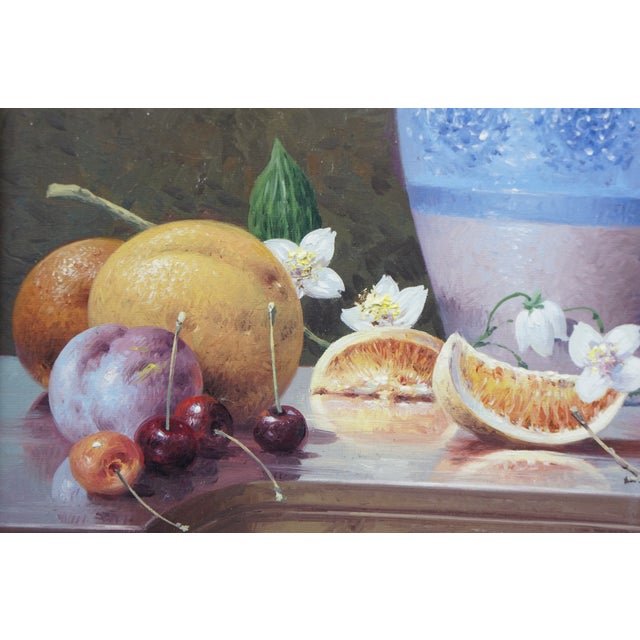 Purple Vasily Gribennikov Still Life Oil Painting Flowers Vase Realism 2005 For Sale - Image 8 of 12