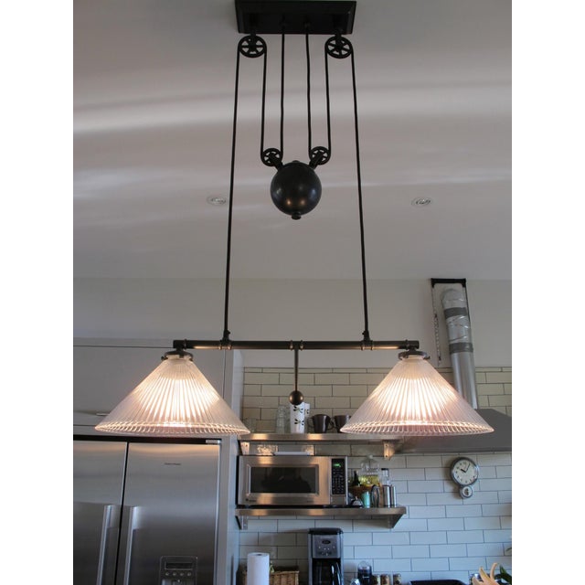 Vintage Industrial Hanging Double Light Pulley Fixture