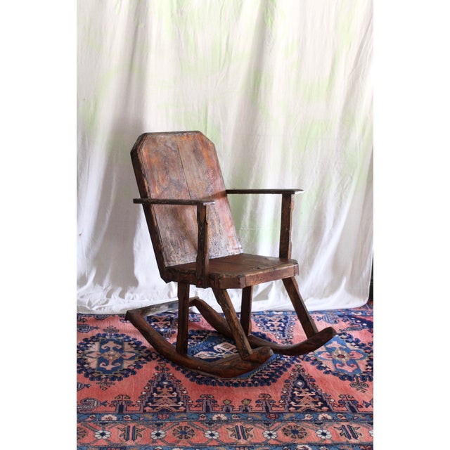 1940s Hand Carved and Handmade Rustic Rocker For Sale - Image 6 of 18