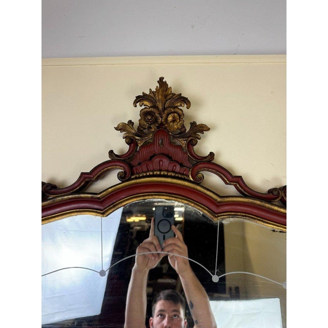 Louis XV Baroque Style Venetian Mirror in Lacquered and Gilded Wood For Sale - Image 3 of 9