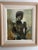An evocative vintage figurative painting depicting a contemplative shirtless male subject in profile. The artist uses a...