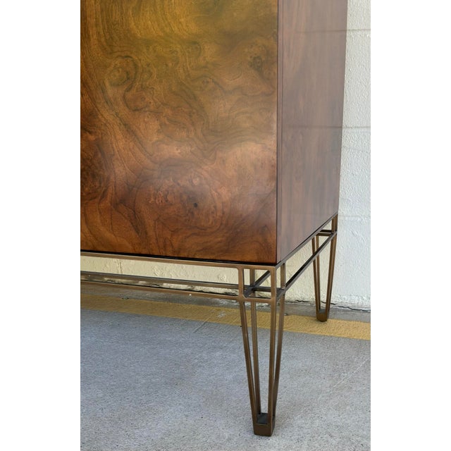 Wood Jonathan Charles Modern Walnut Burl Wood Cabinet For Sale - Image 7 of 9