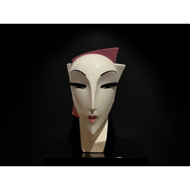 Ceramic Vintage 1980s Postmodern Art Deco Lindsey Balkweill Style Ceramic Vase For Sale - Image 7 of 10