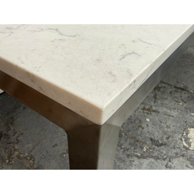 Metal Room & Board Portica Marble Top Desk + Return For Sale - Image 7 of 12