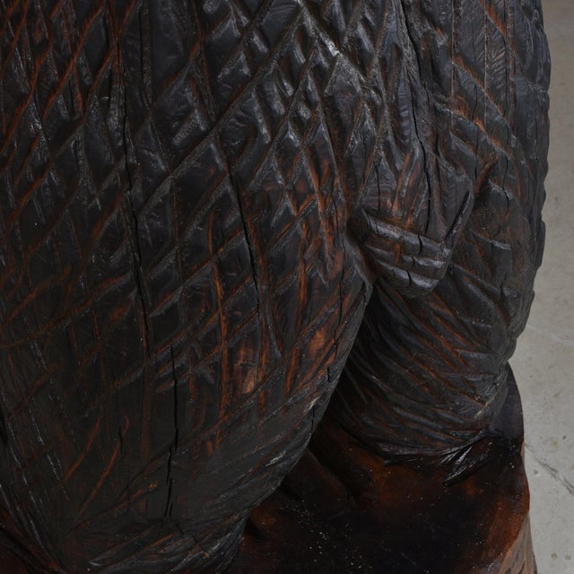 Life Size 6 Foot Handcrafted Wood Carved Black Bear Sculpture For Sale - Image 13 of 16