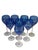 A set of six late 1990s blue etched crystal wine stems. All in excellent condition with no chips, cracks or flea bites....