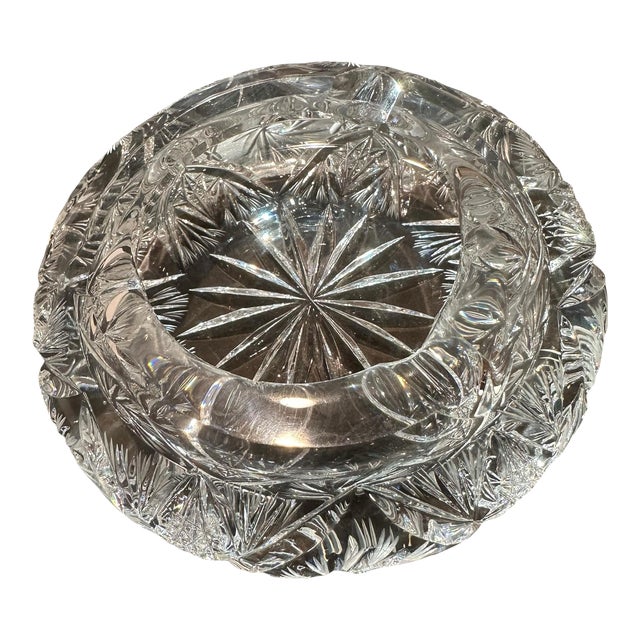 Vintage Ashtray European Heavy Cut Crystal Glass For Sale