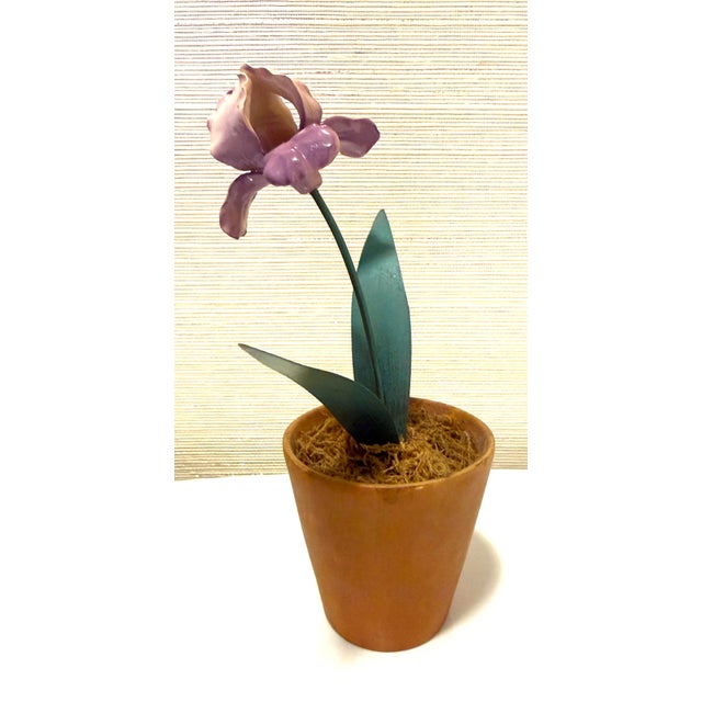 French French Porcelain Flower in Terracotta Pot For Sale - Image 3 of 11