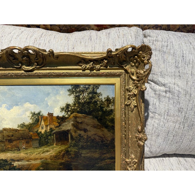 Mid 19th Century John James Wilson 1818 - 1875 Farmhouse at Nutfield Surrey Oil Painting For Sale - Image 4 of 15