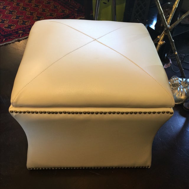 Cream Colored Leather Storage Ottoman Chairish