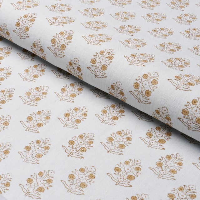 Schumacher SAMPLE - Schumacher Aditi Hand Blocked Print Fabric In Sky For Sale - Image 4 of 4