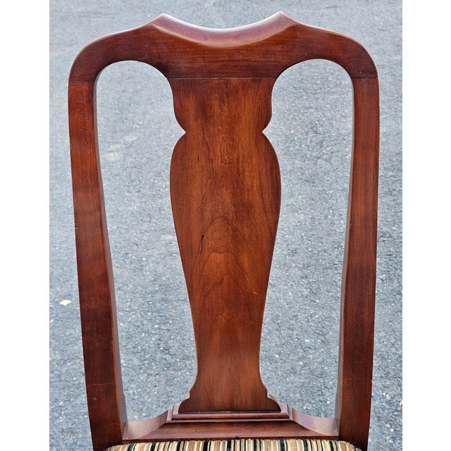 Late 20th Century Set of Six Henkel Harris Solid Wild Black Cherry Queen Anne Style Dining Chairs For Sale - Image 9 of 18
