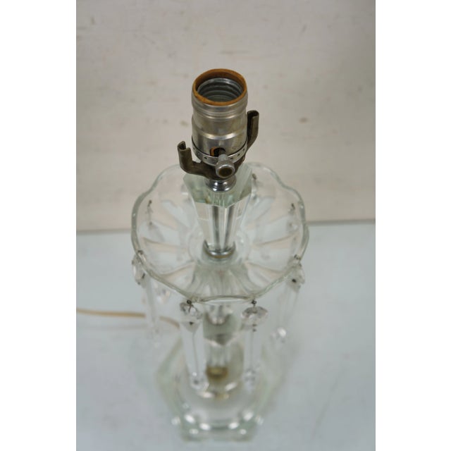 Mid 20th Century Hollywood Regency Cut Crystal Luster Candlestick Table Lamp 20" For Sale - Image 4 of 14