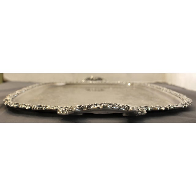 American Circa 1930s Silver Plated Tea Tray by International For Sale - Image 3 of 6