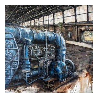 Jean-Pierre Brissart, La machine bleue, 2014, Oil on Canvas For Sale