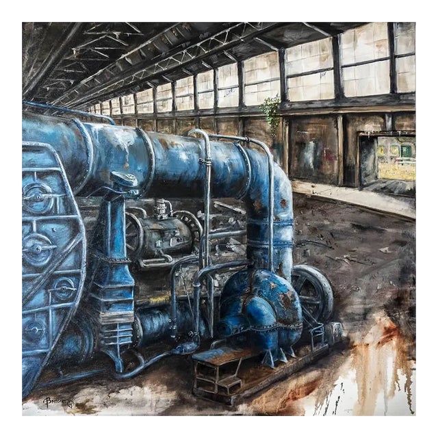 Jean-Pierre Brissart, La machine bleue, 2014, Oil on Canvas For Sale