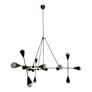 Triad 15 Pendant by Apparatus in Antique and Blackened Brass