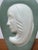 Art Deco Figural Glass Vase With Female Profile, Frosted Green & White Glass, 1930s For Sale In San Francisco - Image 6 of 10