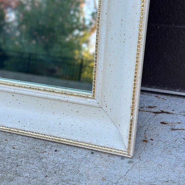 Wood Turner Mfg. Co. Gold Splatter Wall Mirror With Brass Ring Finial For Sale - Image 7 of 10