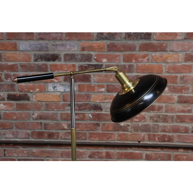 Vintage Brass, Chrome and Painted Metal Adjustable Floor Lamp With Pivoting Arm For Sale - Image 9 of 18