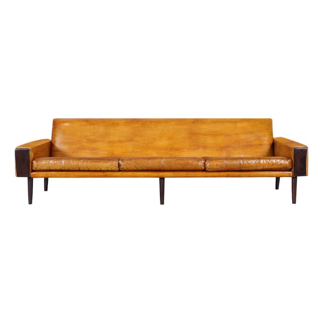 Mid-Century Modern Brazilian Rosewood and Leather Sofa, 1960s For Sale