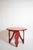 Burgundy red rustic round table, 1920s. Height: 74 cm - 29.13 in Diameter: 100 cm - 39.37 in