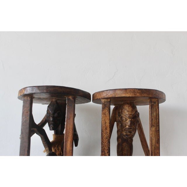 Vintage African Figural Carved Tables-a Pair For Sale - Image 13 of 18