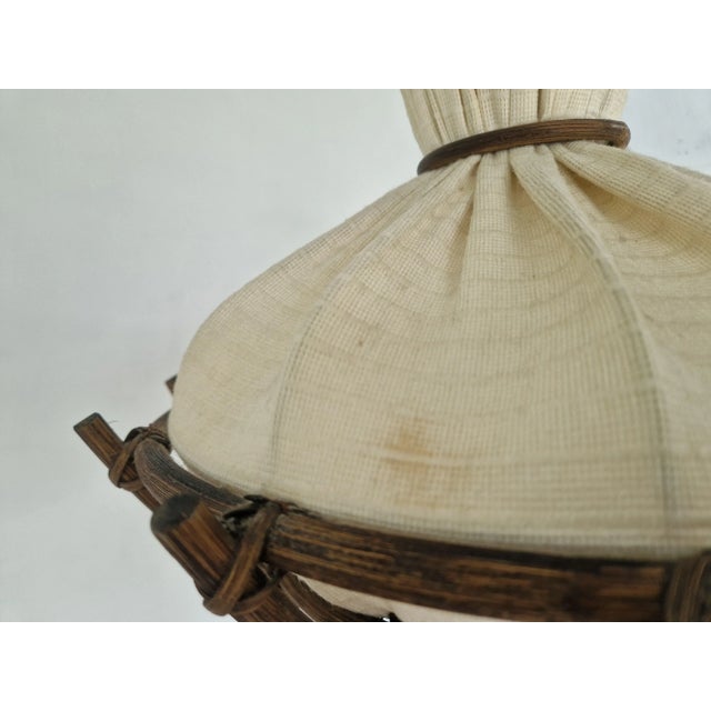Mid-Century Scandinavian Textile and Bamboo Pendant Lamp, 1960s For Sale - Image 10 of 12