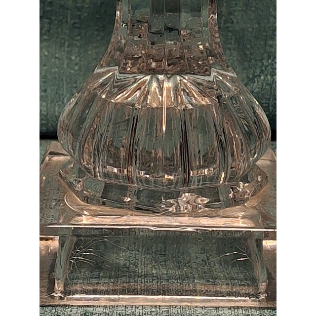 Metal Antique 14" Tall Victorian Cut Glass Oil Lamp Fluid Burner Snuff Caps C1880 For Sale - Image 7 of 11