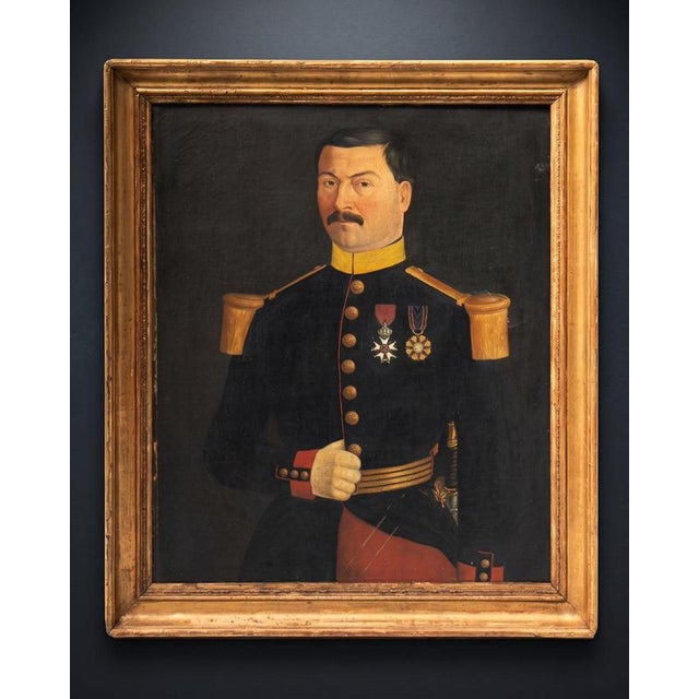 Portrait of a French Army Officer with a Great Moustache, 1860s, Oil Painting on Canvas, Framed For Sale - Image 12 of 13