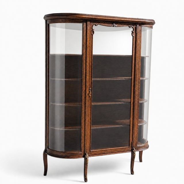 Edwardian Curved Glass Demi-Lune Display Cabinet, 20th Century For Sale - Image 13 of 16